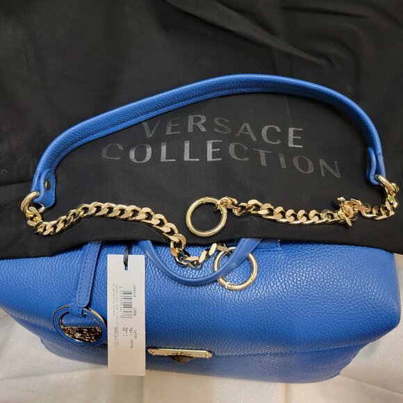 VERSACE Bluette Vitello Leather Traveling Case Bag w/Extra Shoulder Strap - Picture 12 of 12